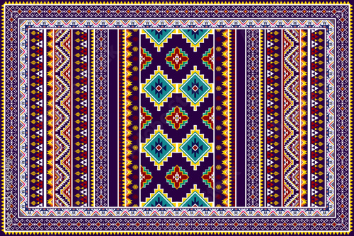 Geometric abstract ikat ethnic pattern design. Aztec fabric carpet mandala ornament chevron textile decoration wallpaper. Tribal turkey African Indian traditional embroidery vector background 