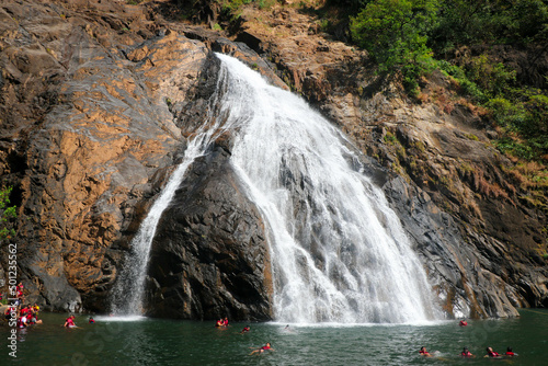 Eye-catching View of Dudhsagar Waterfall, South Goa, India - One of the Highest Waterfalls in India photo