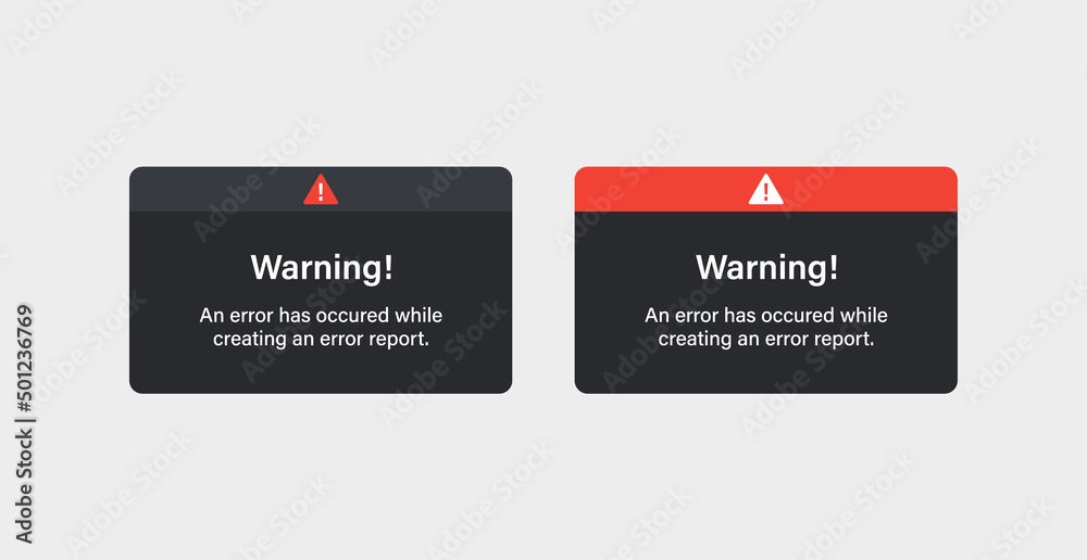 Warning pop up window alert error notification frame , triangle exclamation mark icon
