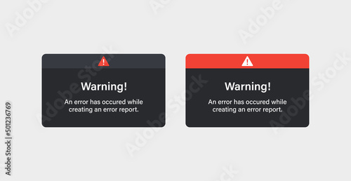 Warning pop up window alert error notification frame , triangle exclamation mark icon