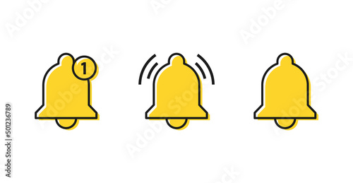 Notification bell icon. alarm ring symbol. new message with Ringing bells icons, Filled Outline Icons 