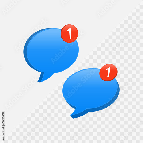 3d message chat icon with red notification reminder sign button speech bubble 3d modern notifications bubbles background 