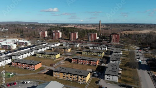 Kronogarden suburb in Trollhattan, Sweden, Ascending Pedestal Aerial photo