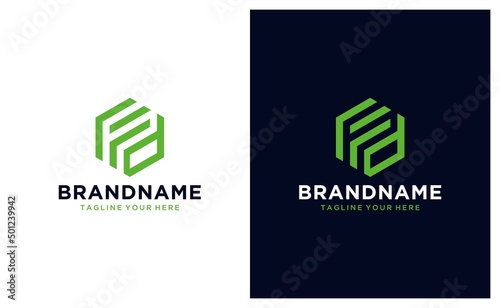 Creative modern abstract illustration of initials FD Combination with hexagon, geometric logo design template.