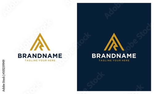 Letter AR triangle logo design vector template.