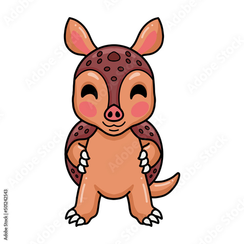 Cute little armadillo cartoon standing