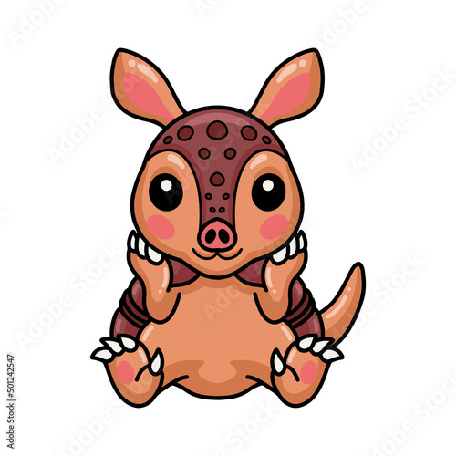 Cute little armadillo cartoon sitting