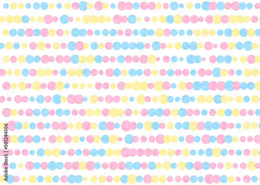 Linear pastel polka dots on a white background