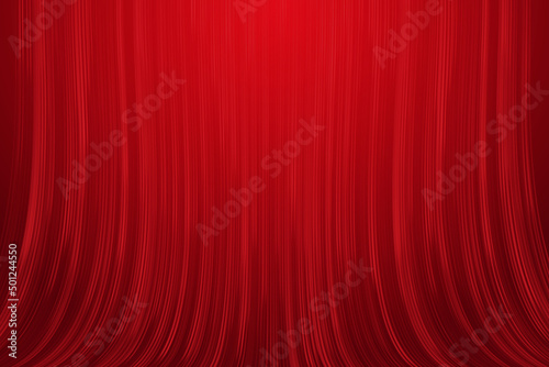Red lines flow curves on an abstract background.