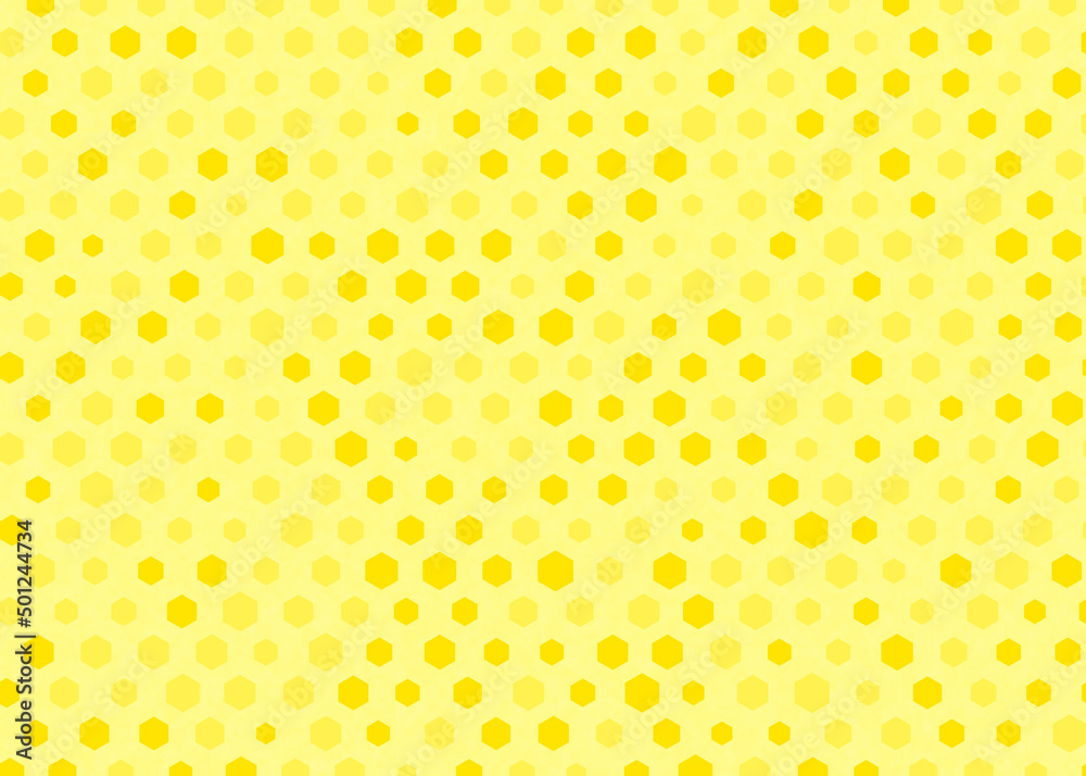 Orange and yellow hexagonal dots on a yellow background. Orange and yellow hexagonal dots on a yellow background.