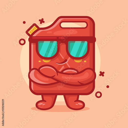 cute fuel jerrycan character mascot with cool expression isolated cartoon in flat style design