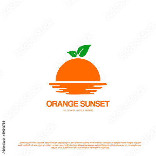 Creative orange sunset logo design vector