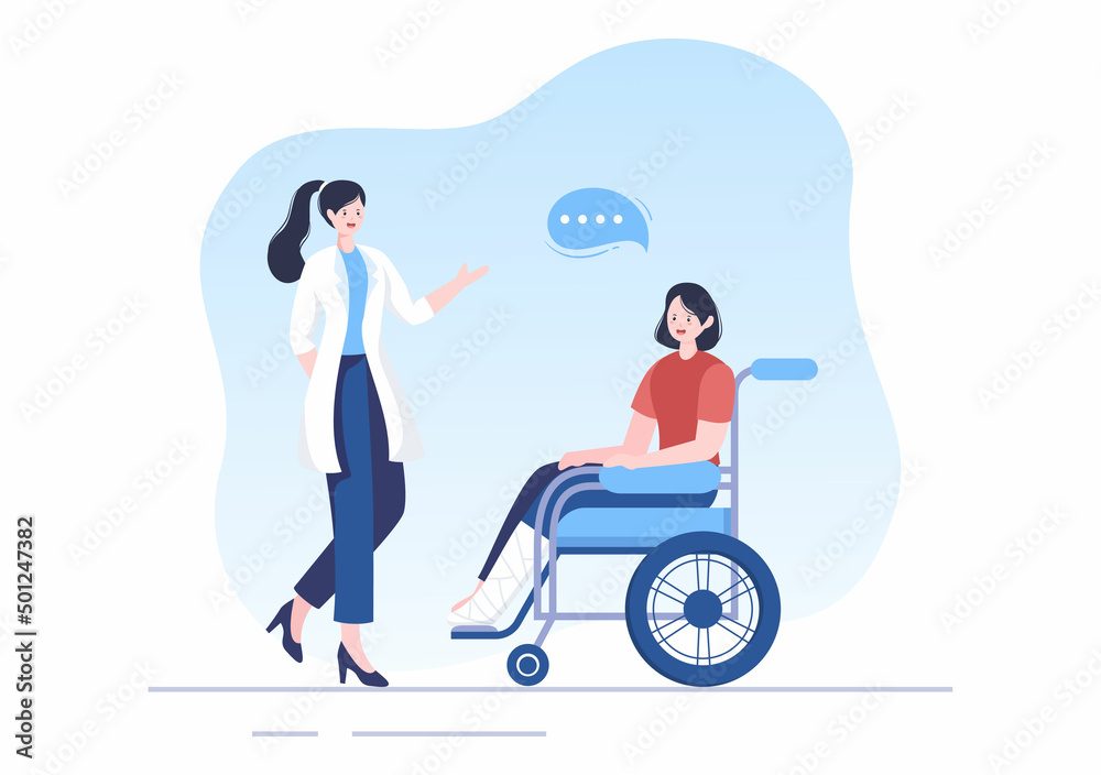 Fototapeta premium Hospital Medical Billing Service with Health Insurance Form for Hospitalization or Treatment on Cartoon Background Illustration