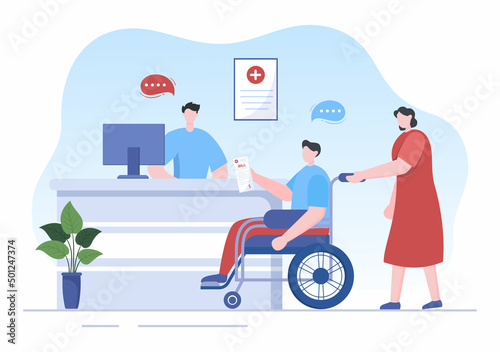 Hospital Medical Billing Service with Health Insurance Form for Hospitalization or Treatment on Cartoon Background Illustration