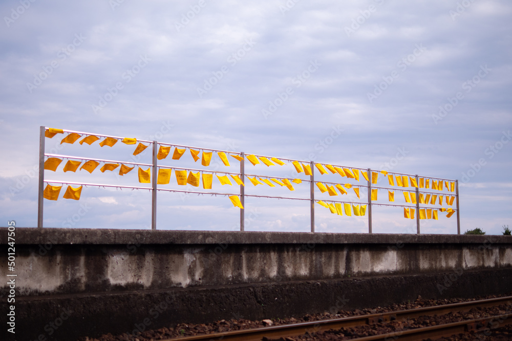 Obraz premium 幸せの黄色いハンカチと青空