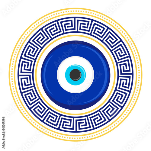 Evil eye amulet. Blue oriental talisman. Turkish and greek symbol of protection. Glass nazar vector illustration. photo