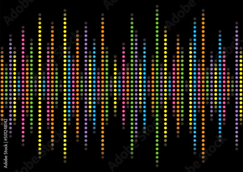 光のドットで表示する波形　オーディオや音楽のイメージ