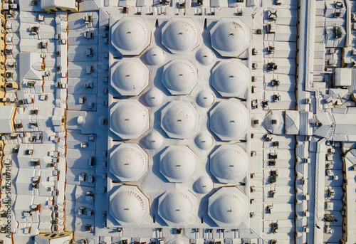 Photography Snowy Grand Bazaar Domes Drone Photo, Fatih Istanbul, Turkey