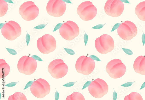 seamless pattern with peaches in watercolor for banners, cards, flyers, social media wallpapers, etc.