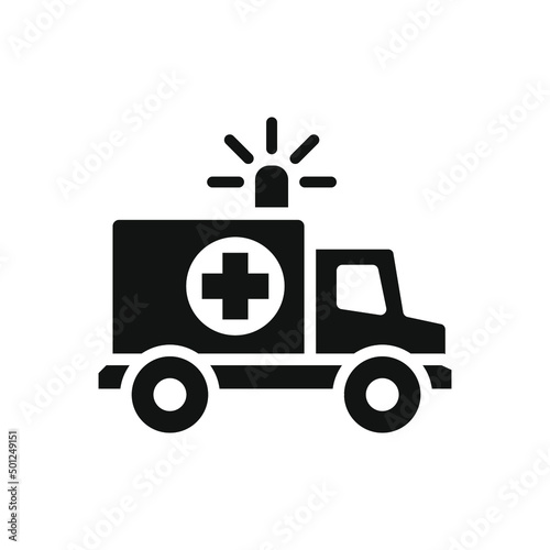 Ambulance icon, glyph emergency car, medicine van, care medic support, solid style web symbol on white background. Vector illustration EPS 10