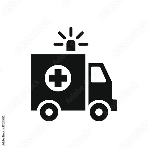 Ambulance icon, glyph emergency car, medicine van, care medic support, solid style web symbol on white background. Vector illustration EPS 10