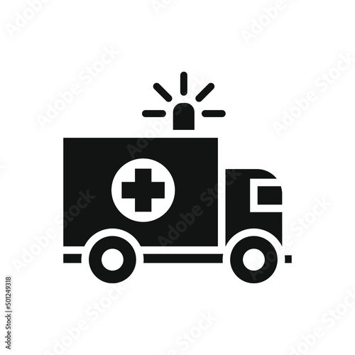 Ambulance icon, glyph emergency car, medicine van, care medic support, solid style web symbol on white background. Vector illustration EPS 10