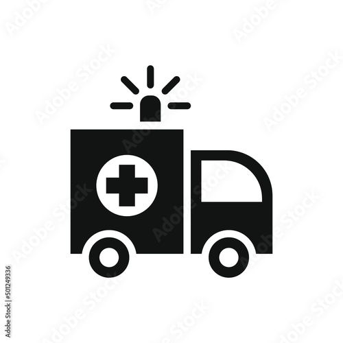 Ambulance icon, glyph emergency car, medicine van, care medic support, solid style web symbol on white background. Vector illustration EPS 10