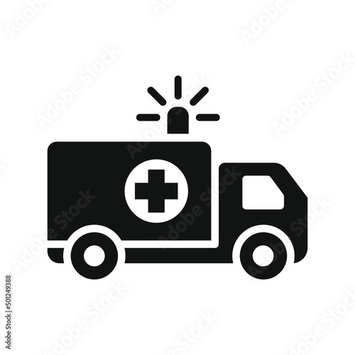 Ambulance icon, glyph emergency car, medicine van, care medic support, solid style web symbol on white background. Vector illustration EPS 10