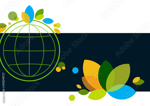 Concepts of ecology and peace. Earth globe with green leaves. Vector