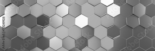 Futuristic and technological hexagonal background. 3d rendering