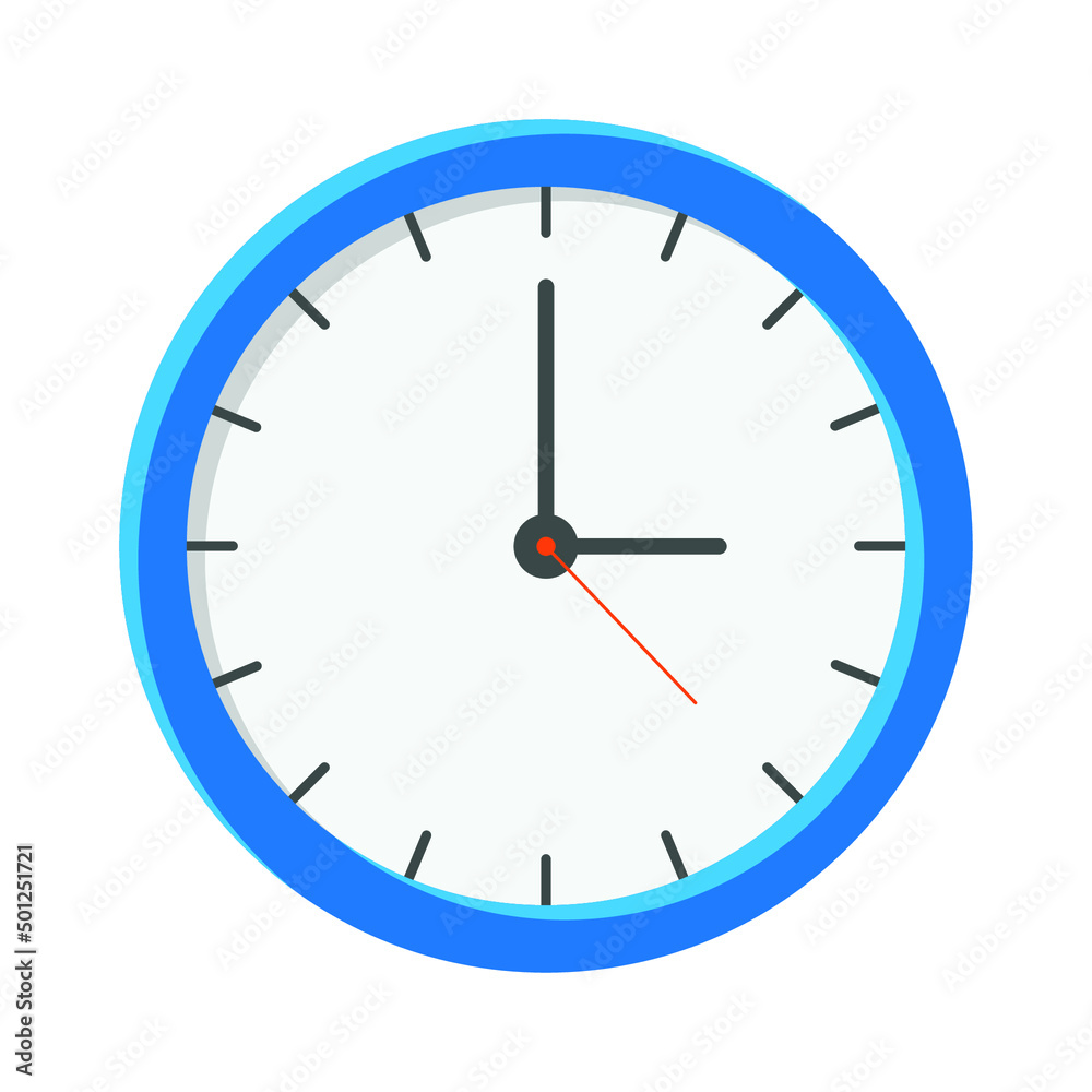 Analog clock flat icon. Time management symbol, chronometer with hour, minute and second arrow. Simple vector illustration isolated on white background. EPS 10 Analog clock flat icon. Time management symbol, chronometer with hour, minute and second arrow. Simple vector illustration isolated on white background. EPS 10