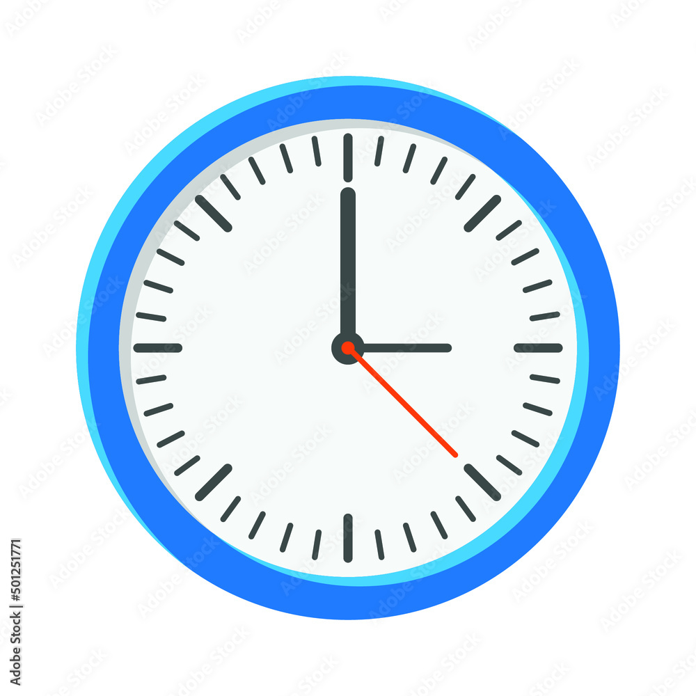 Analog clock flat icon. Time management symbol, chronometer with hour, minute and second arrow. Simple vector illustration isolated on white background. EPS 10 Analog clock flat icon. Time management symbol, chronometer with hour, minute and second arrow. Simple vector illustration isolated on white background. EPS 10
