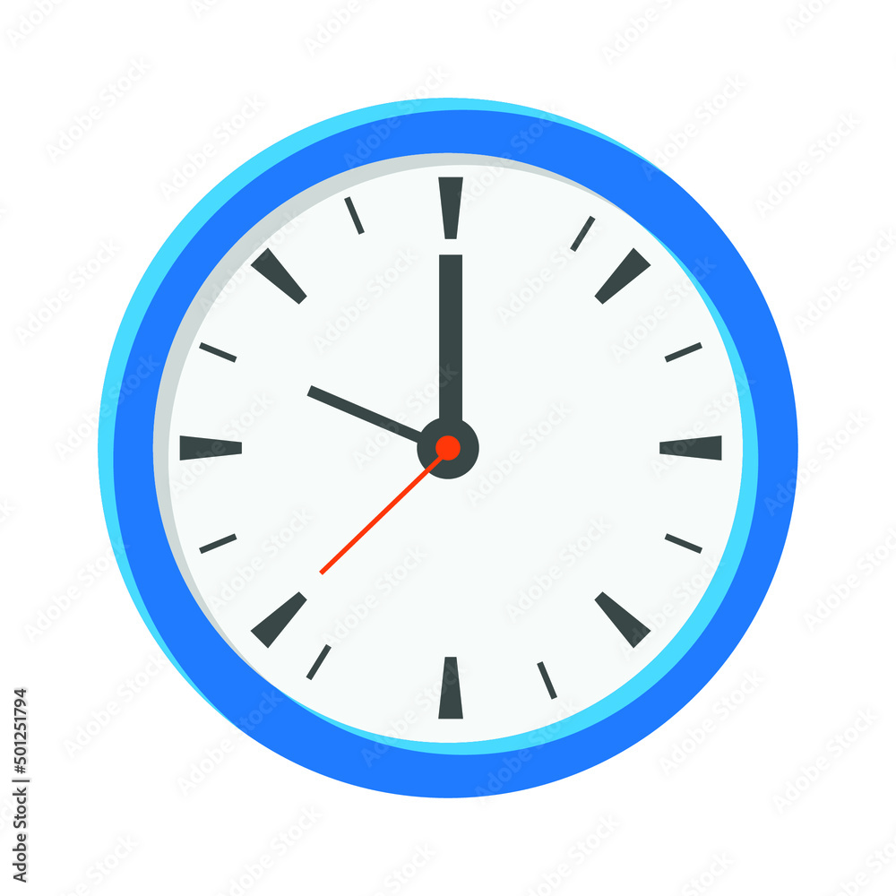 Analog clock flat icon. Time management symbol, chronometer with hour, minute and second arrow. Simple vector illustration isolated on white background. EPS 10 Analog clock flat icon. Time management symbol, chronometer with hour, minute and second arrow. Simple vector illustration isolated on white background. EPS 10