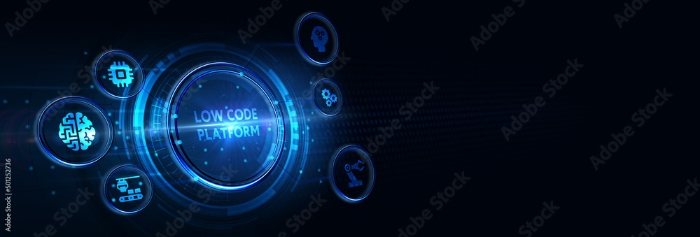Low Code software development platform technology concept. 3d illustration Low Code software development platform technology concept. 3d illustration