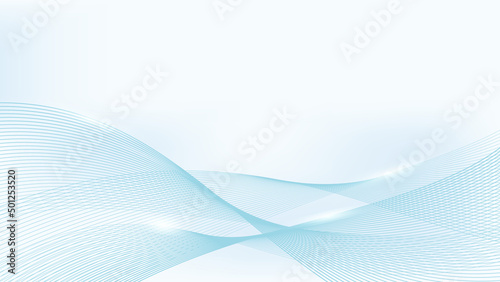Abstract light blue curved wavy lines background. © hichako