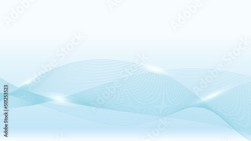 Abstract light blue curved wavy lines background.
