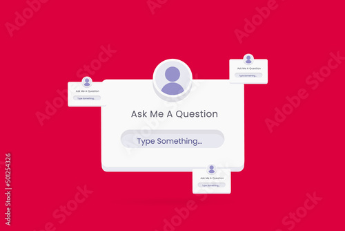 Ask me a question engagement interface in 3d style. sticker question in social media vector stock illustration
