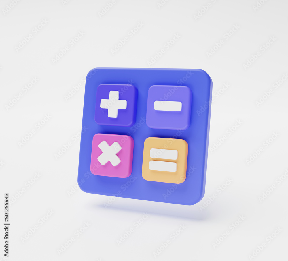 Calculator symbol icon math financial business concept cartoon on white background 3d illustration Calculator symbol icon math financial business concept cartoon on white background 3d illustration