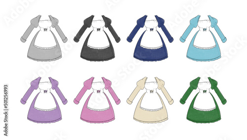 メイド服のイラストセット