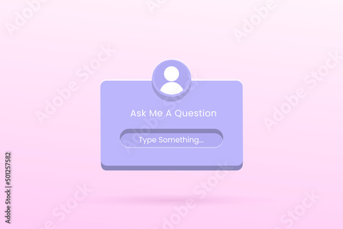 Ask me a question engagement interface in 3d style. sticker question in social media vector stock illustration