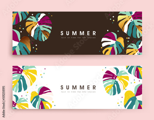 Colorful Summer background layout banners design