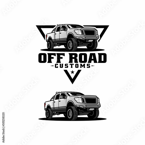 pick up camper truck isolated logo vector
