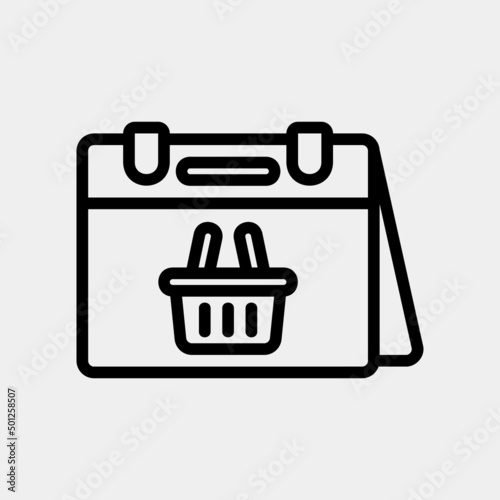 Shopping date icon in line style, use for website mobile app presentation