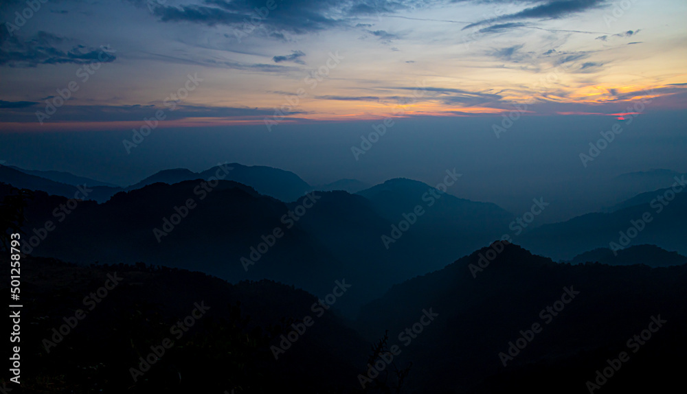 Obraz premium Beautiful Himalayan sunset scenes from Bhutan