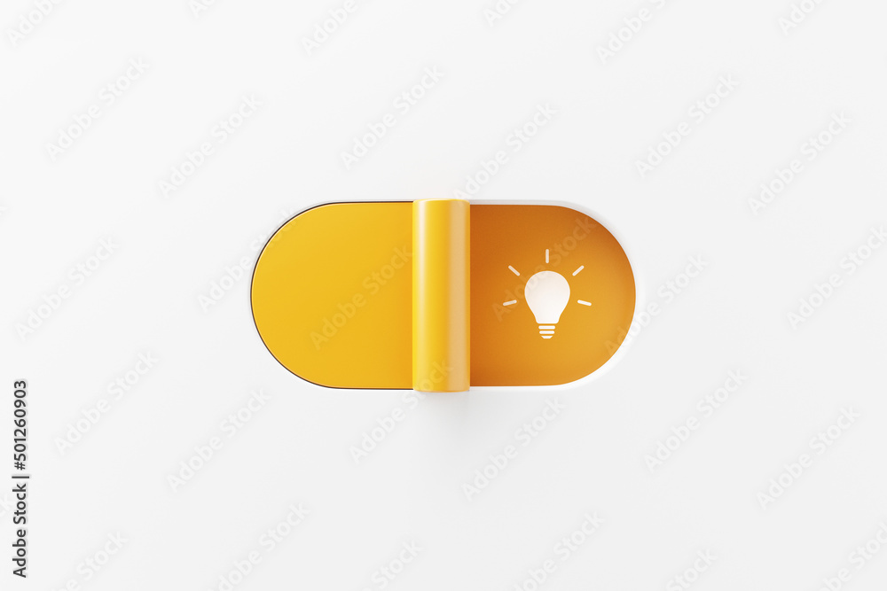 On and off toggle switch buttons with idea light bulb icon, Creative ...