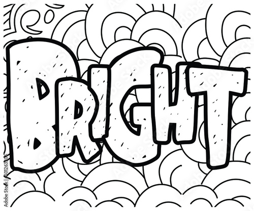 Motivational word coloring page design,