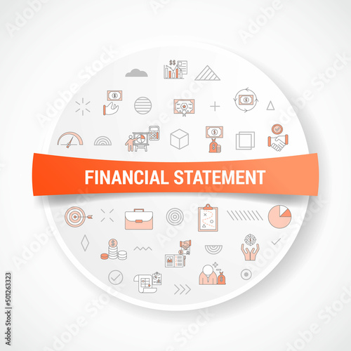 financial statement business personal concept with icon concept with round or circle shape for badge