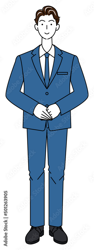 スーツ姿の可愛い男性の立ち姿 待機姿勢 右手を上にして手を組んでいる 全身 イラスト ベクター
Cute man standing in a suit. standby posture. Right hand on top, hands folded. Full body standing illustration Vector
スーツ姿の可愛い男性の立ち姿 待機姿勢 右手を上にして手を組んでいる 全身 イラスト ベクター
Cute man standing in a suit. standby posture. Right hand on top, hands folded. Full body standing illustration Vector