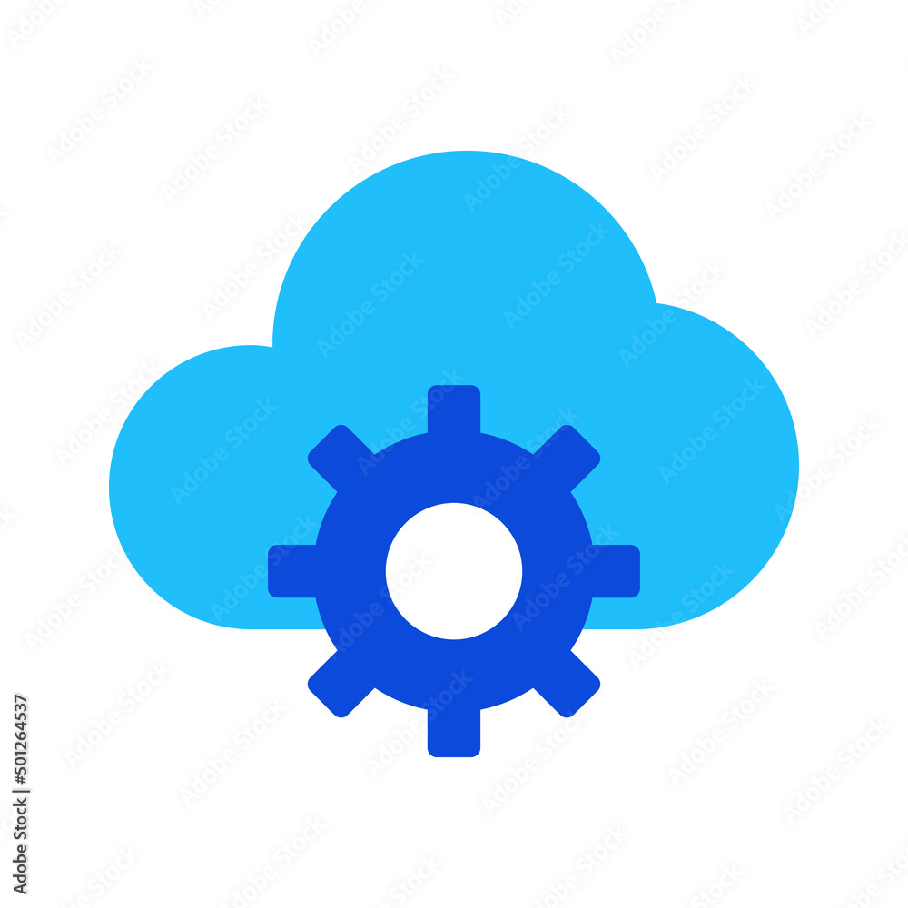 Cloud storage settings icon vector graphic illustration in blue Cloud storage settings icon vector graphic illustration in blue