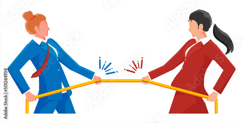 Two Businesswomen Pull of Rope.